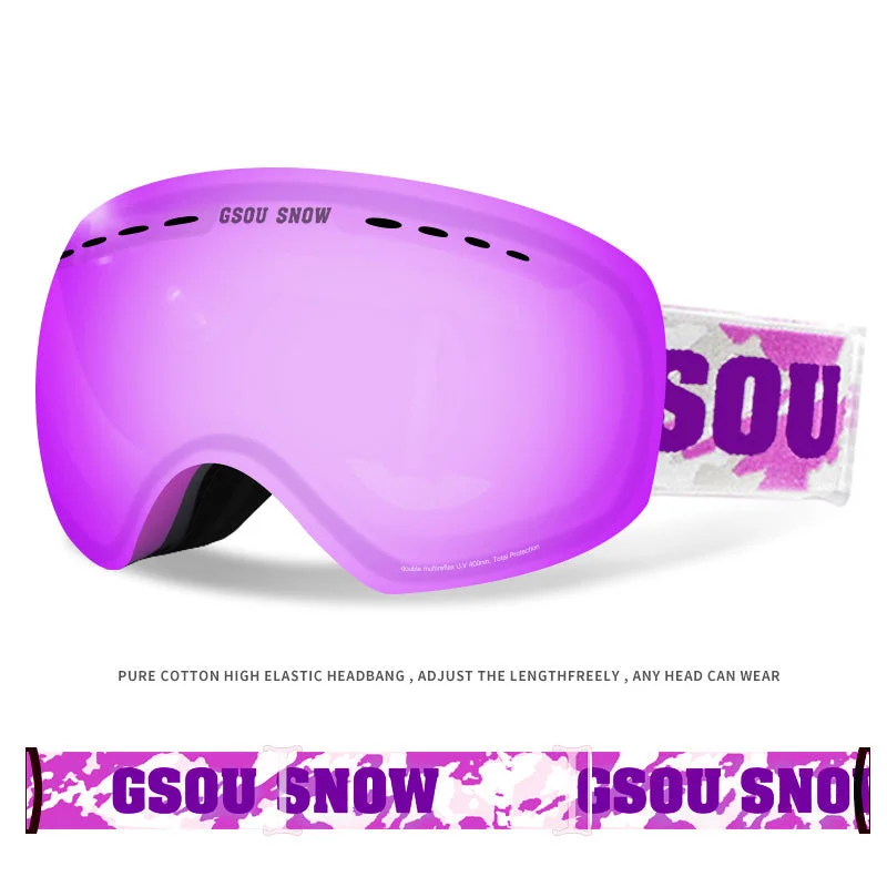 Gsou Snow Adult Purple Ski Goggles Over Glasses Ski Snowboard Goggles